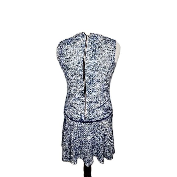 Karl Lagerfeld Drop Waisted Tweed Sleeveless Dress - Blue, White Sz 8 - Picture 3 of 9